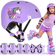 Kids Bike Helmet for Girls,Unicorn Adjustable Toddler Helmets with Knee Pads Wrist Guards and Elbow Pads Set
