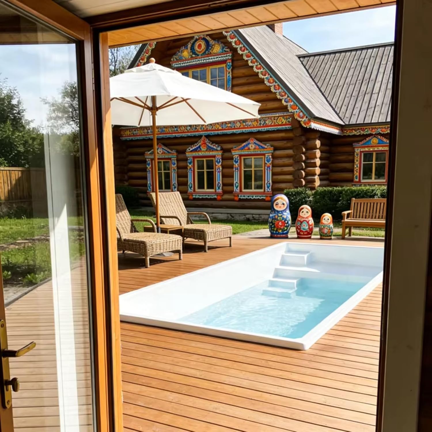 Luxury Estate Swimming Pool Rectangle Shape Easy Install Swimming Pool Above Ground Pool for Family Gatherings, Swimming, Celebration Parties, Relaxation