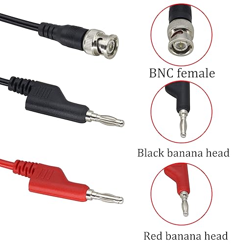 Miniatura 3 de HCFeng Cable de prueba BNC a doble enchufe de plátano, cable coaxial BNC a prueba de apilamiento dual, cable BNC macho a cable de prueba de enchufe