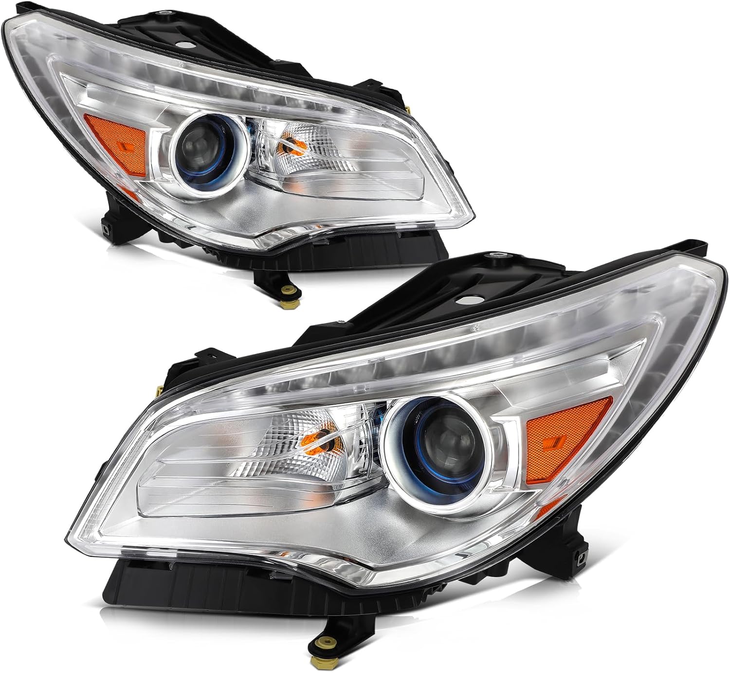 SCITOO Headlight Assembly Fit 2013-2017 for Buick Enclave Pair Headlamps Chrome Housing Amber Reflector 84026394