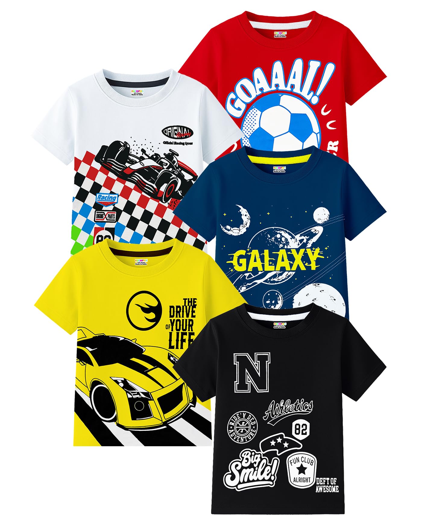 Kuchipoo Boys Half Sleeves Regular Fit Cotton T-Shirt