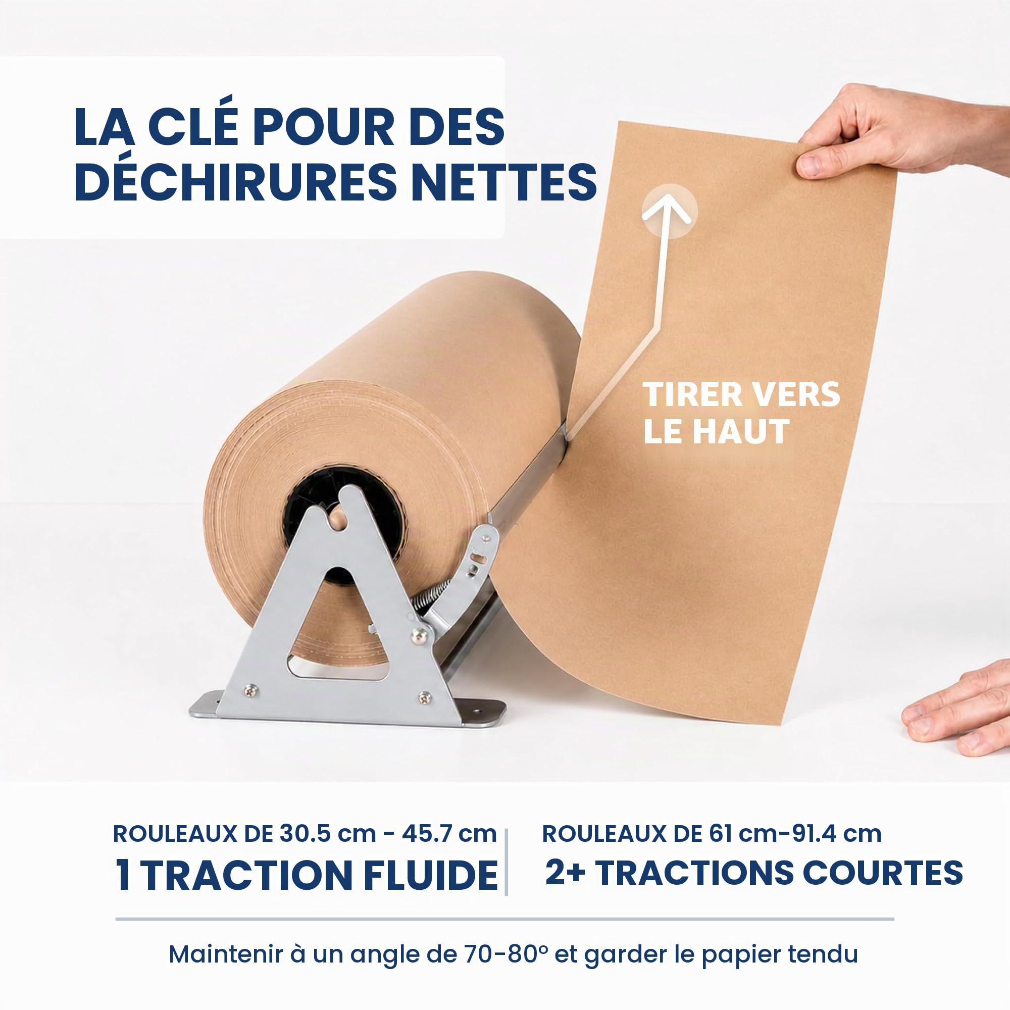 Distributeur de rouleau de papier et cutter – Distributeur de papier kraft, congélateur et boucher robuste – Antidérapant et montage mural (61 cm) (jusqu'à 304,8 m)