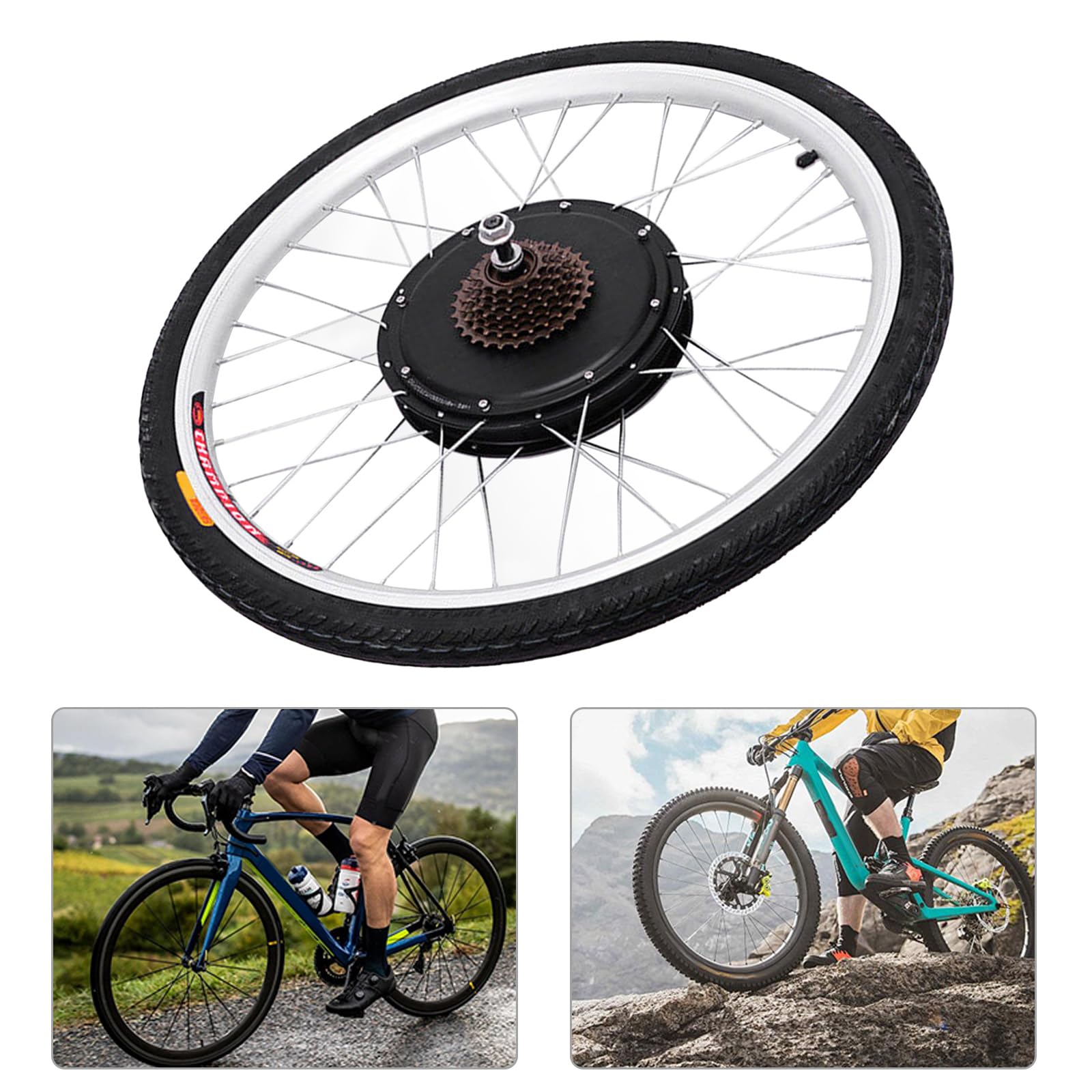 26 Zoll Elektrisches Fahrrad-Umbausatz, 1000W E-Bike Conversion Kit Elektro-Fahrrad Kit Geschwindigkeit 55 km/h mit Griffe und 7-Gang-Schwungrad, Hinterrad Elektrofahrrad Motor