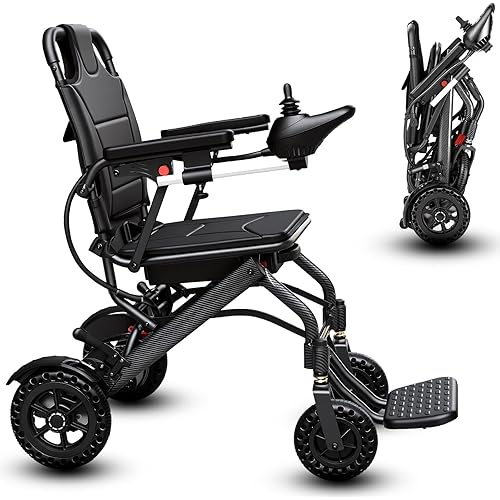 Small Electric Wheelchairs for Adults, 36 lbs Lightweight Foldable Power Wheel Chair with Removable Battery, 12-Mile Range Portable Compact Travel Motorized Wheelchair for Seniors, Airline Approved