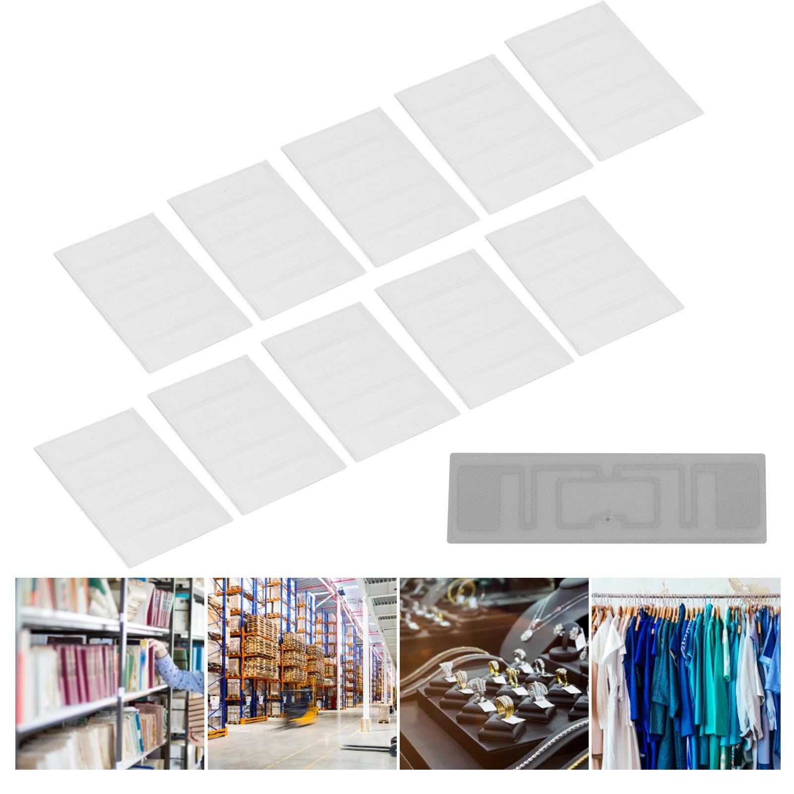 Étiquettes RFID UHF KU5 860‑960 MHz, 100 Pièces de 73x20 mm, Portée Longue ISO 18000-6C EPC Gen2, Autocollants Étanches pour Gestion d'Inventaire
