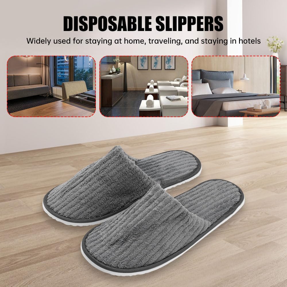 FutrLiv Coral Fleece Slippers - 5 Pairs of Unisex Closed-Toe Non-Slip Hotel Slippers, Ideal for Home, Travel, and Guest Use, Comfortable & Portable 6 71VZq0r2hWL. AC SL1000