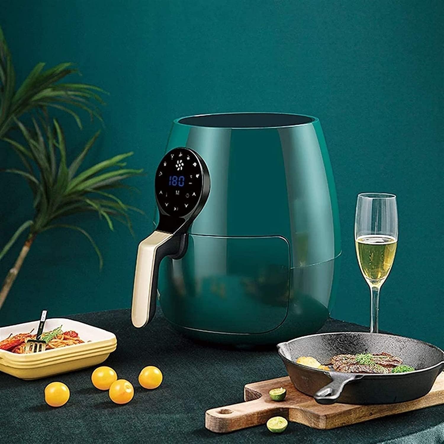 エアフライヤー、（6リットル）電気熱風フリャーズLCDデジタルスクリーンと非粘着フライパンのオーブンオールレス炊飯器 脂が落ちてもジューシー！  ひとり暮らしにちょうどいい“中が見える”エレコムのエアフライヤー - 価格.comマガジン