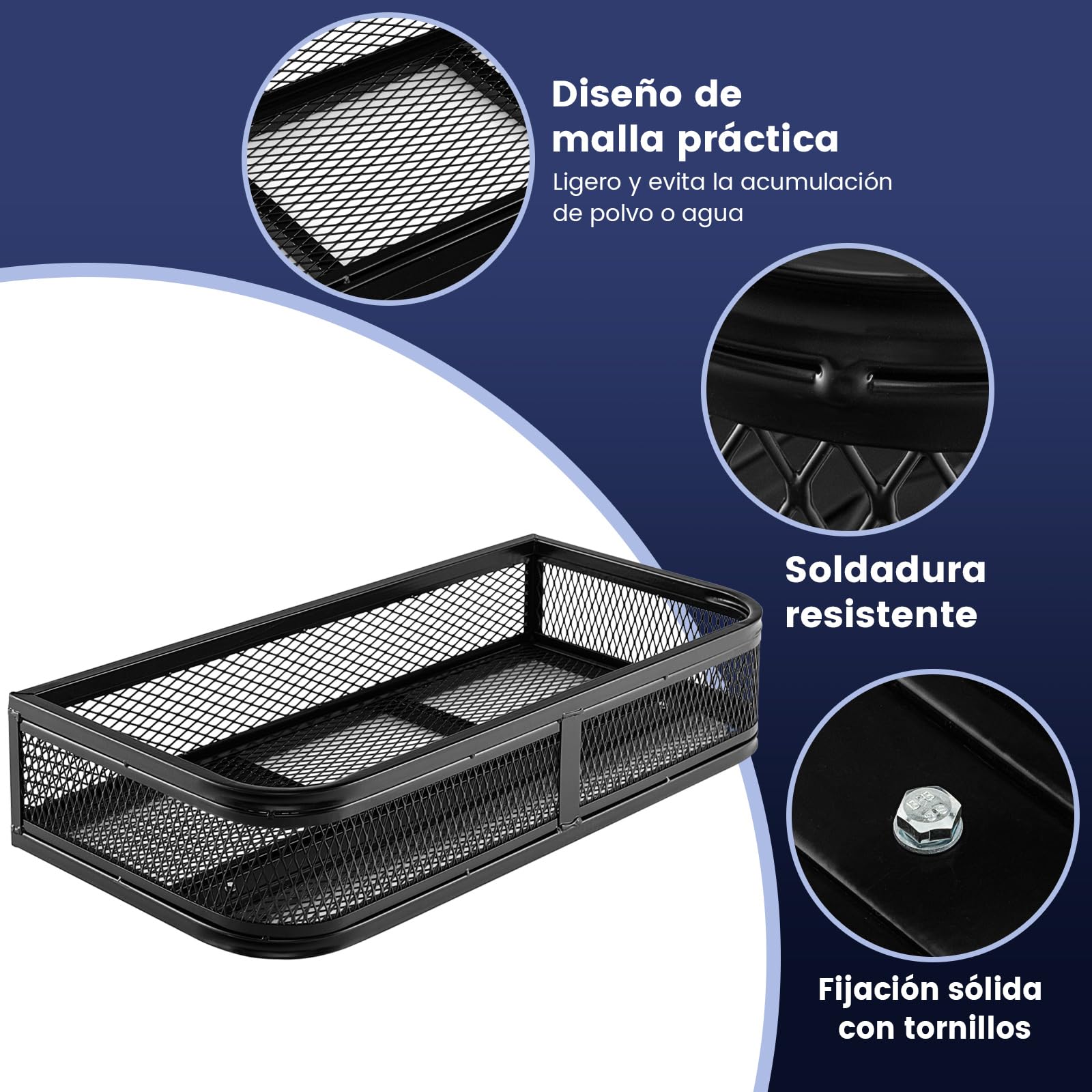 COSTWAY Cesta de Carga Delantera para ATV, Cesta de Rack Delantero Resistente con Marco de Metal de Malla, Cesta de Almacenamiento de Accesorios para ATV/UTV, 92 x 44 x 16,5 cm