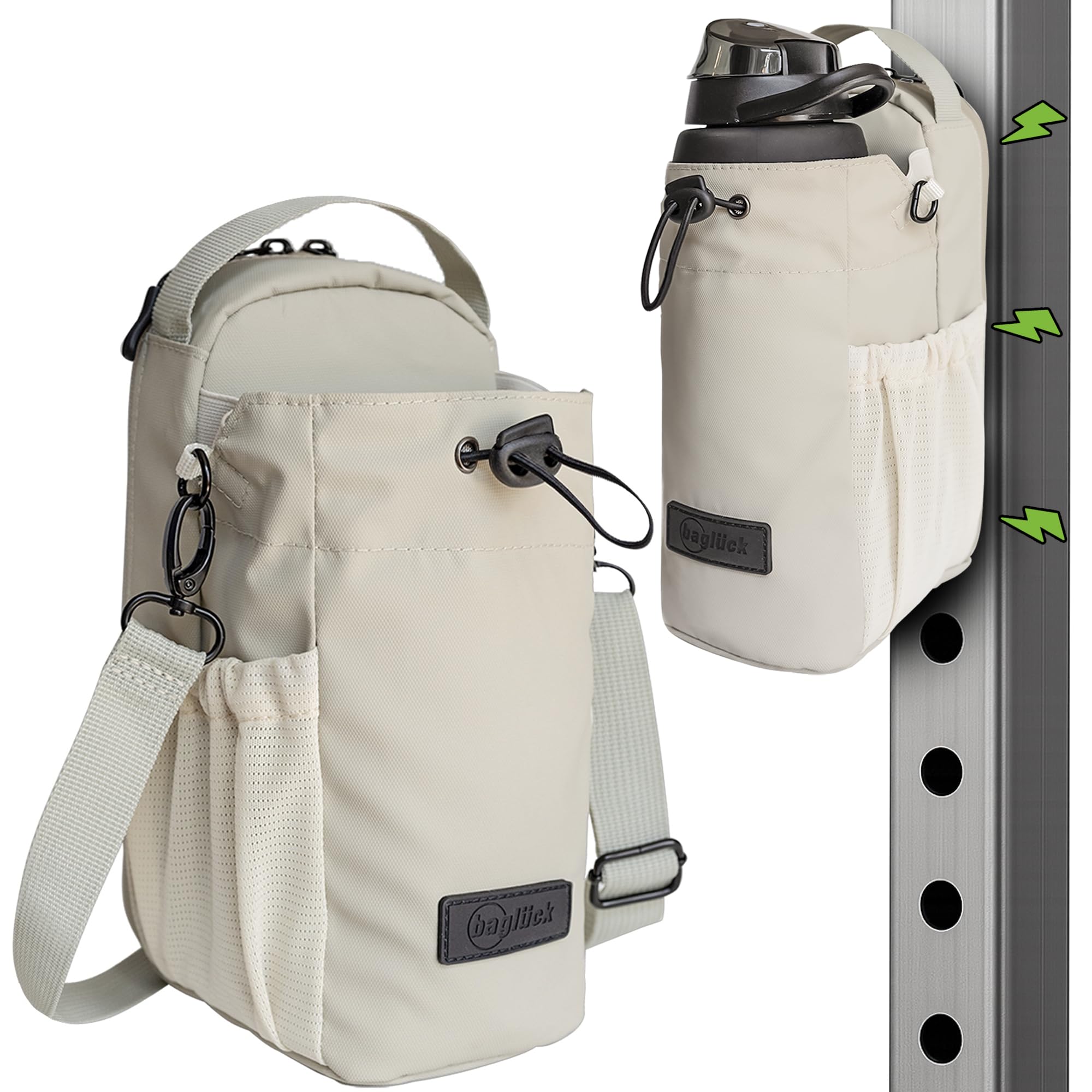 Magnetische Sporttasche mit Flaschenhalter – universelle Schulter- & Umhängetasche für Damen & Herren, ideal fürs Gym, Freizeit & Reisen (Beige)