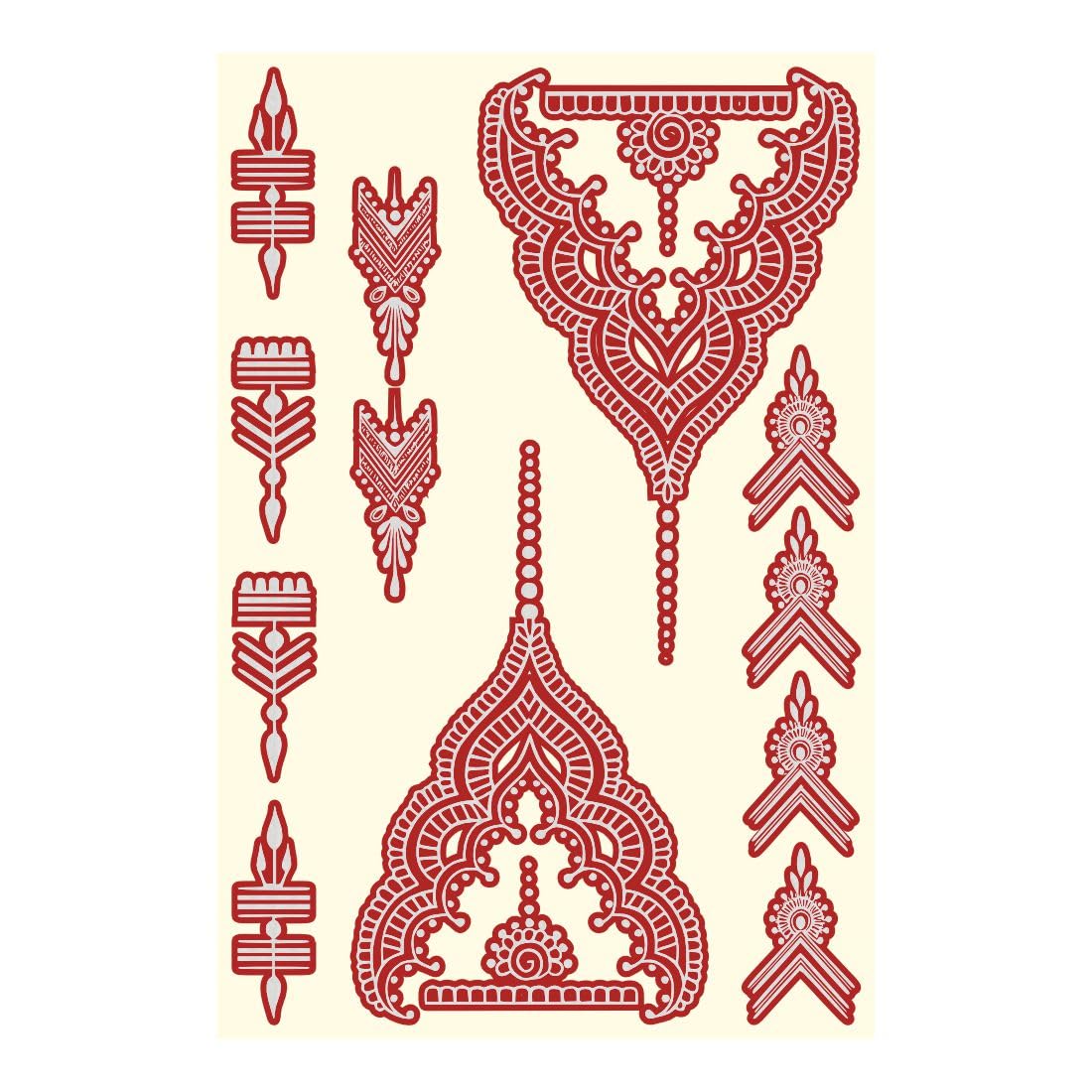 Beautiful And Elegant Design Maroon Silver Mehndi Tattoo Sticker For Functions Or Occasions-image-49