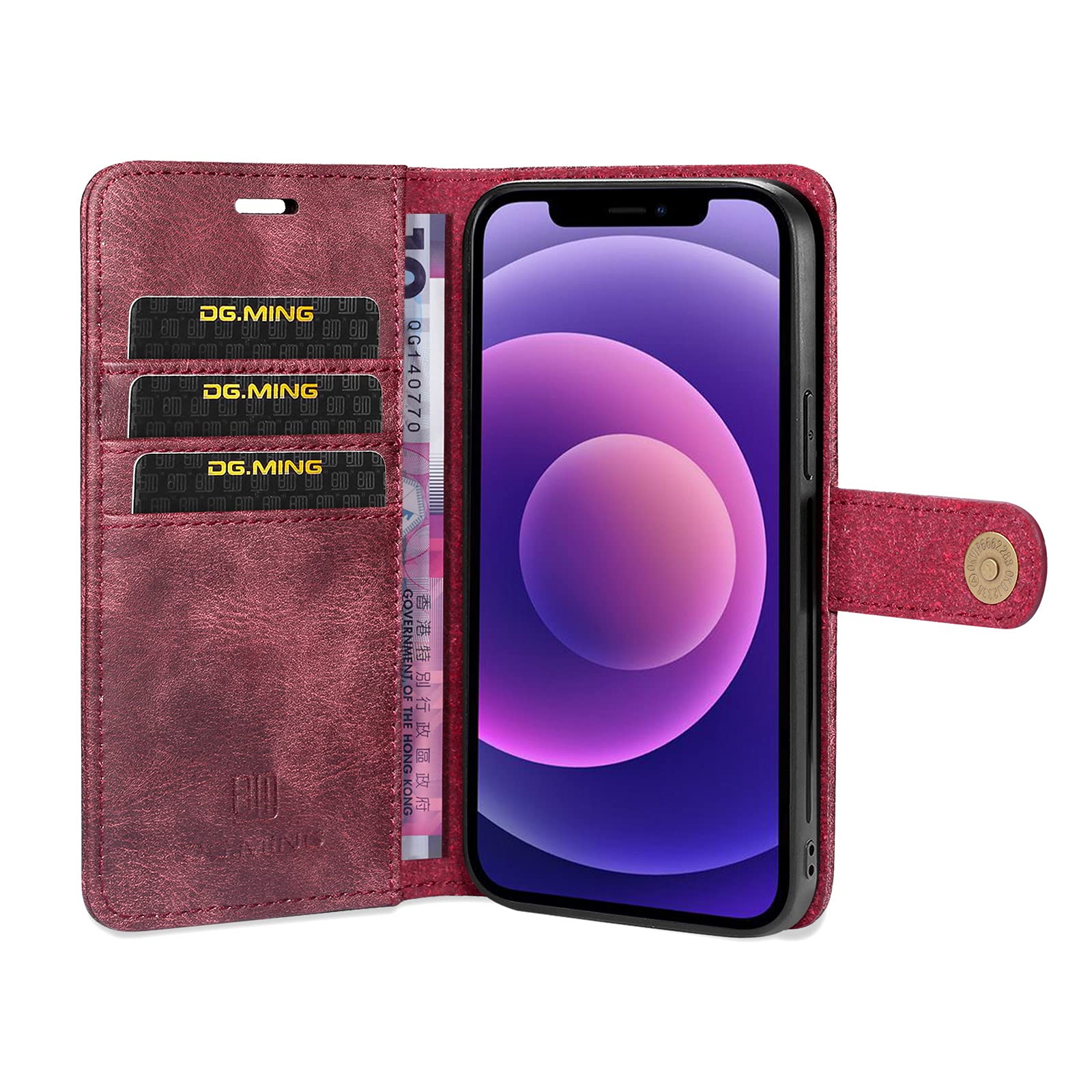 Custodia Portafoglio Per IPhone 13: 2 In 1 Rimovibile Magnetica Con Supporto E 8 Slot Carte, Colore Caffè - 3