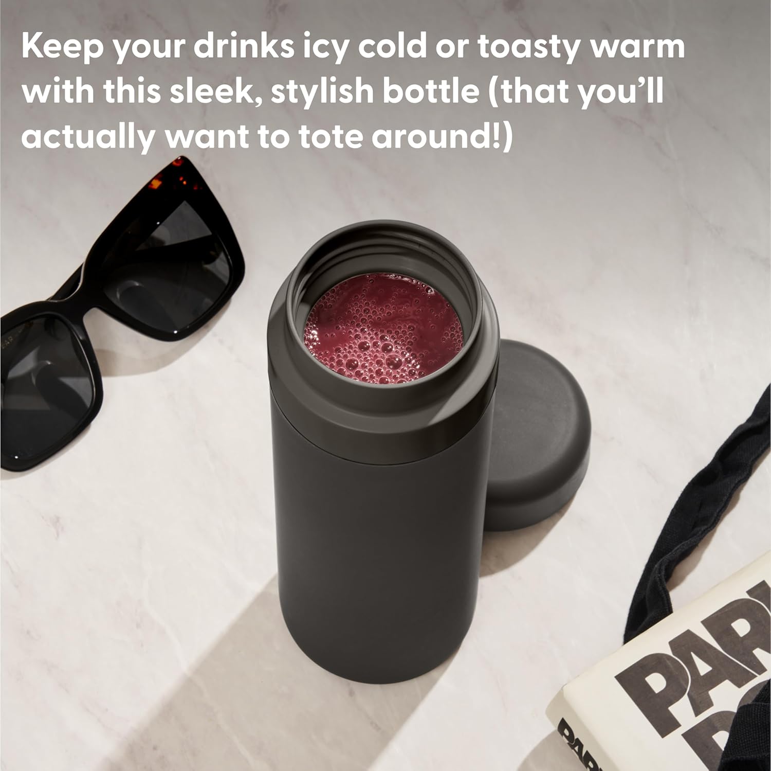 W&P Porter Insulated Bottle 20 oz | Clean Taste Ceramic Coating for Water, Coffee, & Tea | Wide Mouth Vacuum Insulated | Dishwasher Safe, Cream Terrazzo - Image 2