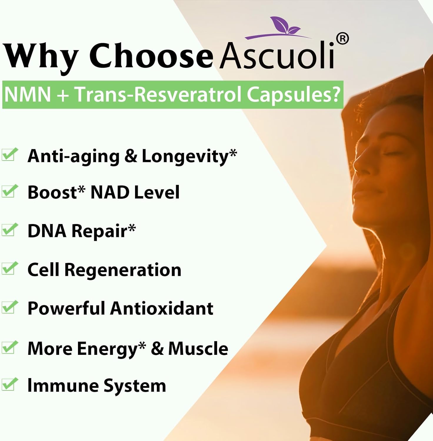 99% Ultra Purity NMN 500mg + Trans-Resveratrol 600mg, 1150mg NMN Resveratrol Supplement, 3-in-1 Advanced Formula for Boost* NAD, Cell, Immune, Energy & Muscle, Healthy Aging, Stabilized Form - 60 Caps - Image 3