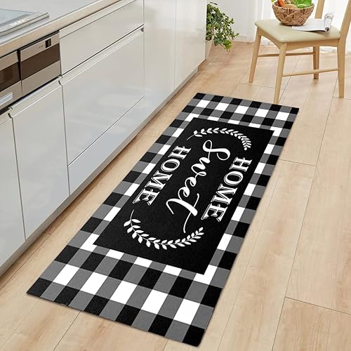 Alfombra de pasillo envejecida para pasillo, a cuadros, larga, antideslizante, de pelo bajo, alfombra de pasillo para suelos de madera, sala de Alfombra de pasillo envejecida para pasillo, a cuadros, larga, antideslizante, de pelo bajo, alfombra de pasillo para suelos de madera, sala de