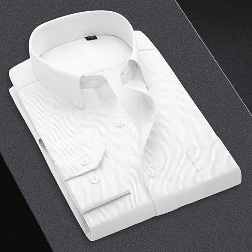Camisa social masculina de botão de cor sólida casual básica manga longa para trabalho