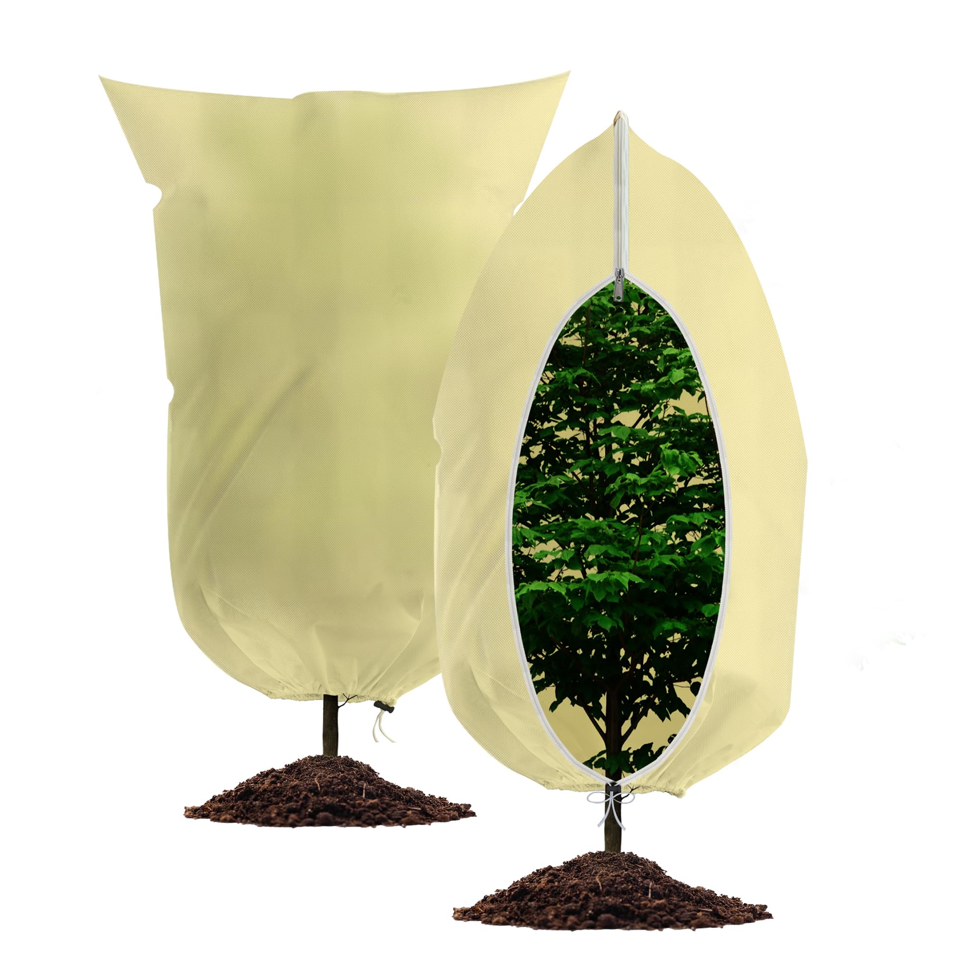 WISD Garden Fleece Frost Protection Bags, 80gsm Winter Plant Covers with Drawstring and Zipper