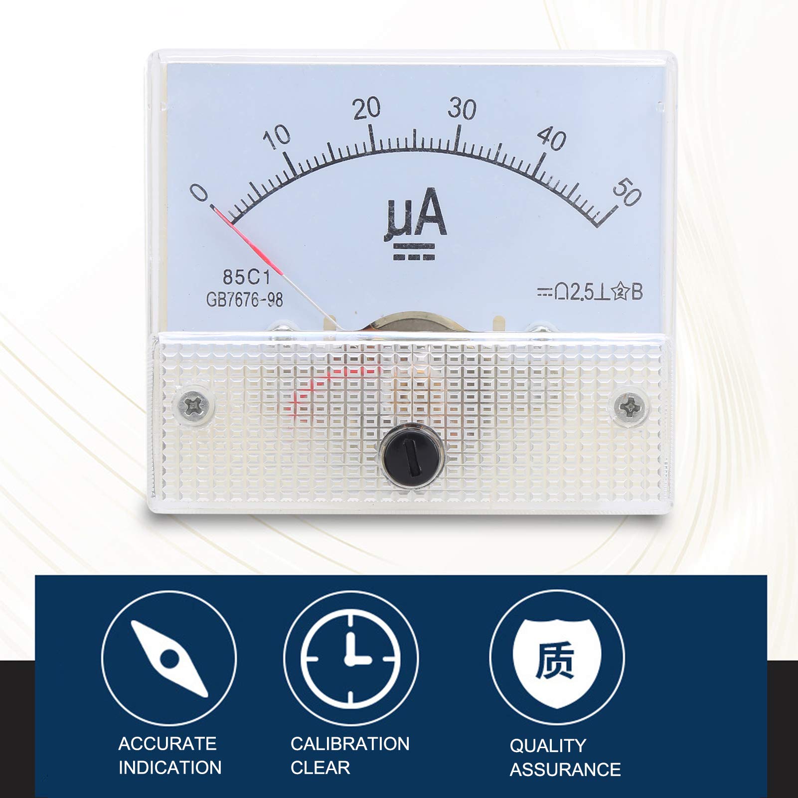 Misuratore di Corrente Analogico da Pannello, Puntatore CC da 0 a 50UA Dispositivo di Misurazione del Circuito di Linea Dell'amperometro della Testa Dell'amperometro CC