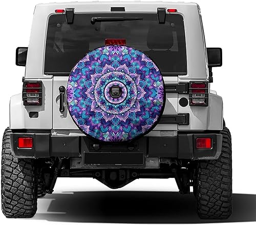 Foruidea Funda para neumático de repuesto con estampado de mandala de estilo bohemio con orificio de cámara de respaldo para remolque, RV, SUV y
