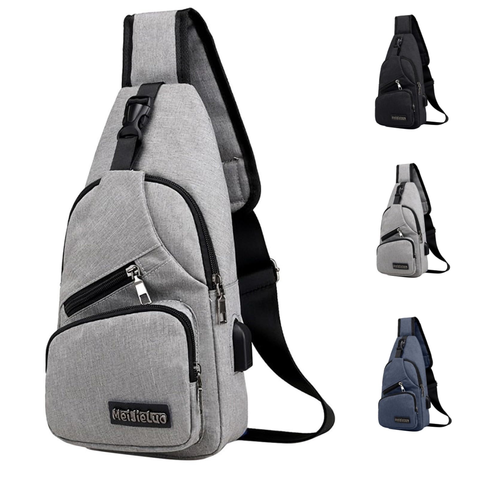 FufafayoStrap Bag With USB Hole & Headphone Hole Crossbody Backpack Strap Backpack Hiking Backpack Chest Bag Tote Bag