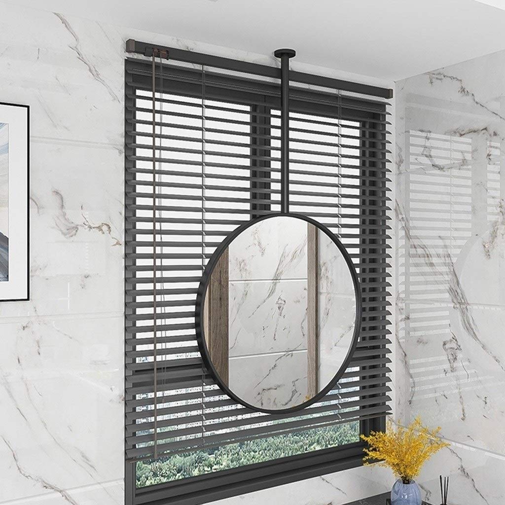 FGXHHS Round Ceiling Hanging Mirror with Metal Frame - Modern Decorative Black HD Vanity for Bathroom, Make-up (Diameter-40CM/15.7INCH)