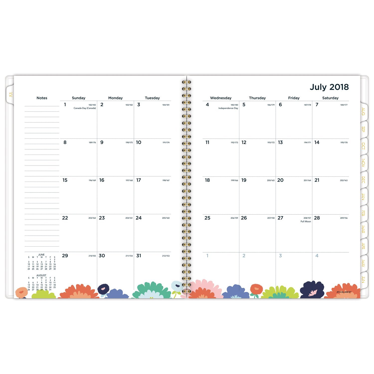 AT-A-GLANCE 2018-2019 Akademischer Jahres- und Monatsplaner, groß, 8-1/2 x 11, Flower Pop (1120-905A)