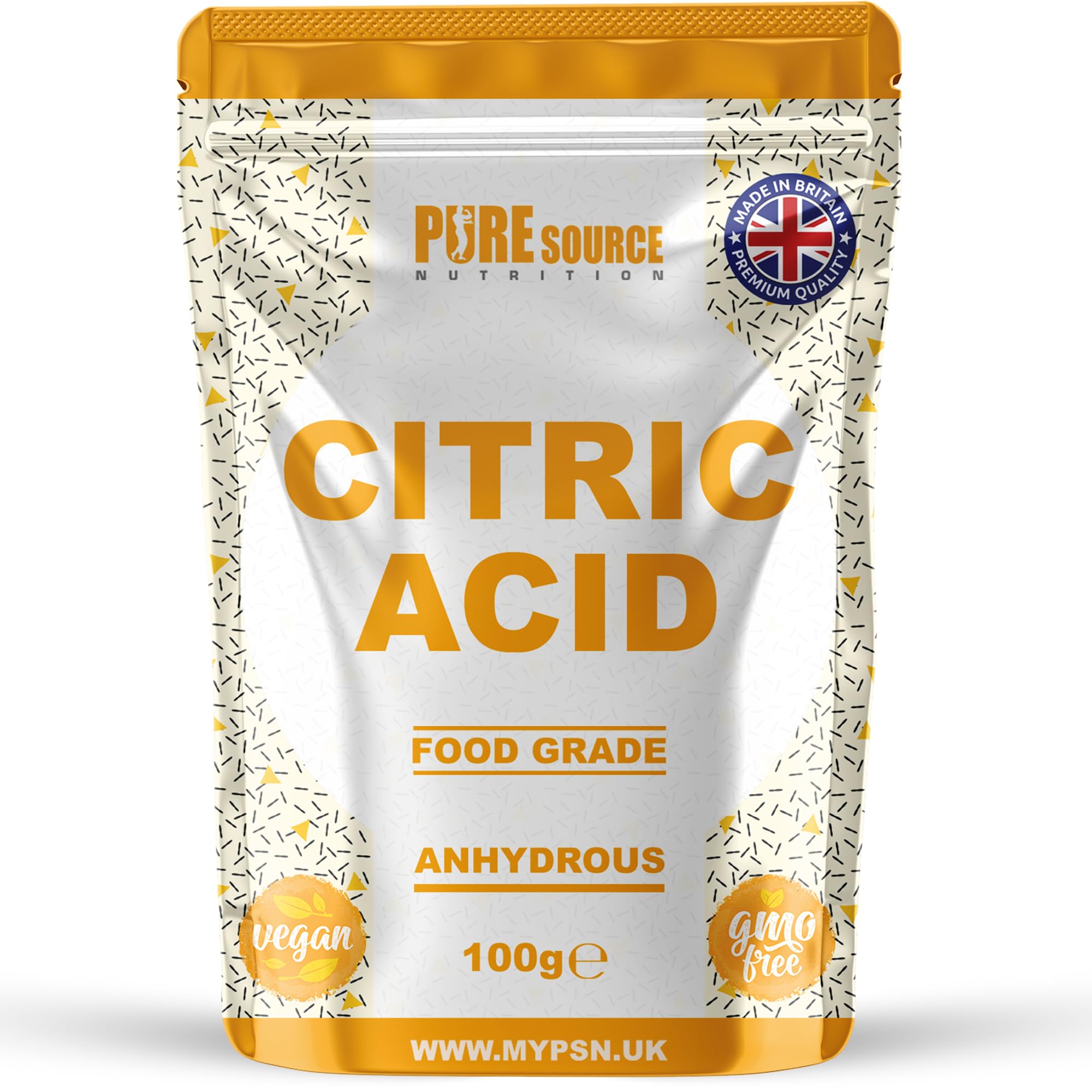 Pure Source NutritionCitric Acid Bath Bombs, Food Flavouring, Preserving, Cleaning & Descaling | 100% Pure | for Organic Production, GMO Free (100g)