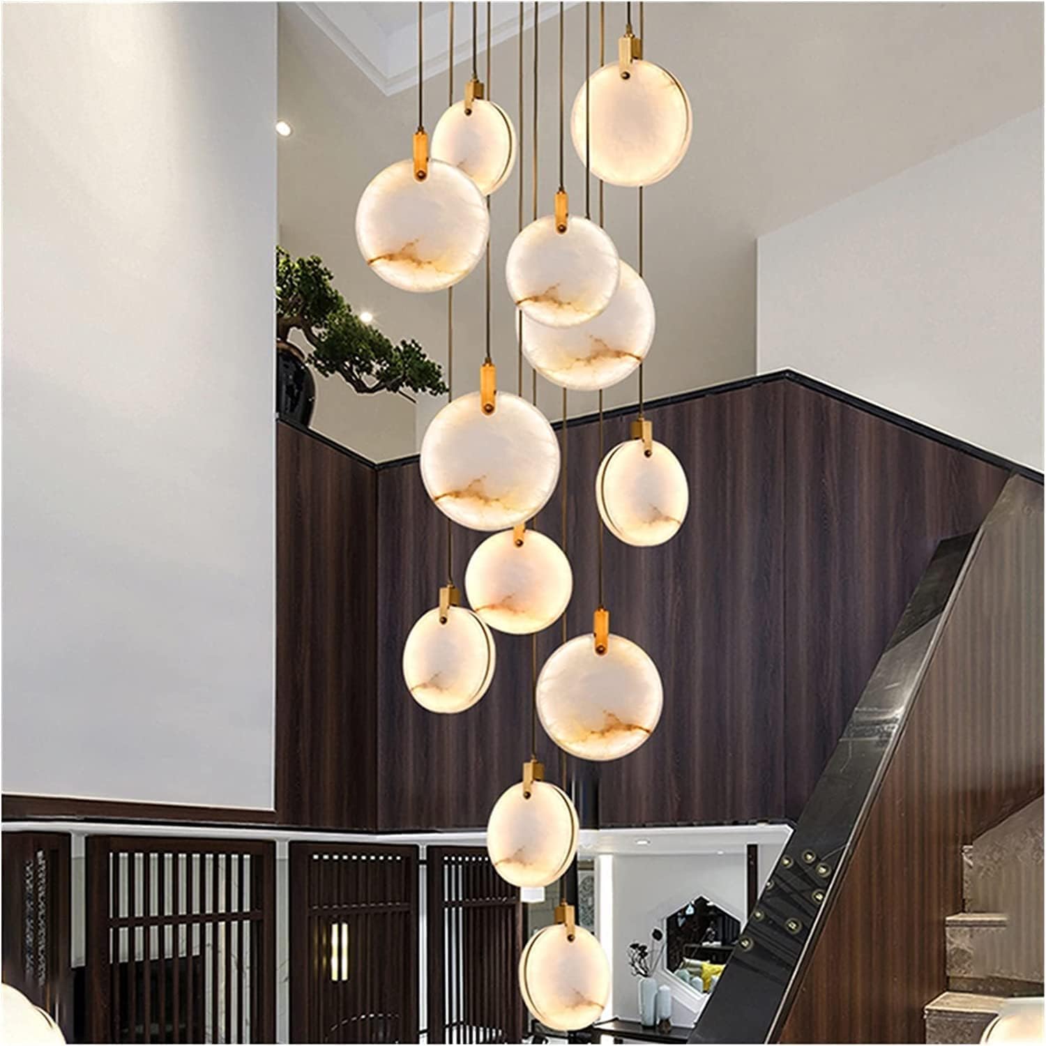 LYMSXAZOU Modern Crystal Hanging LampMarble LED Light Fixtures for Living RoomStylish Long Chandelier D60H200CM Elent Home Decor Unique Villa Lighting Solution