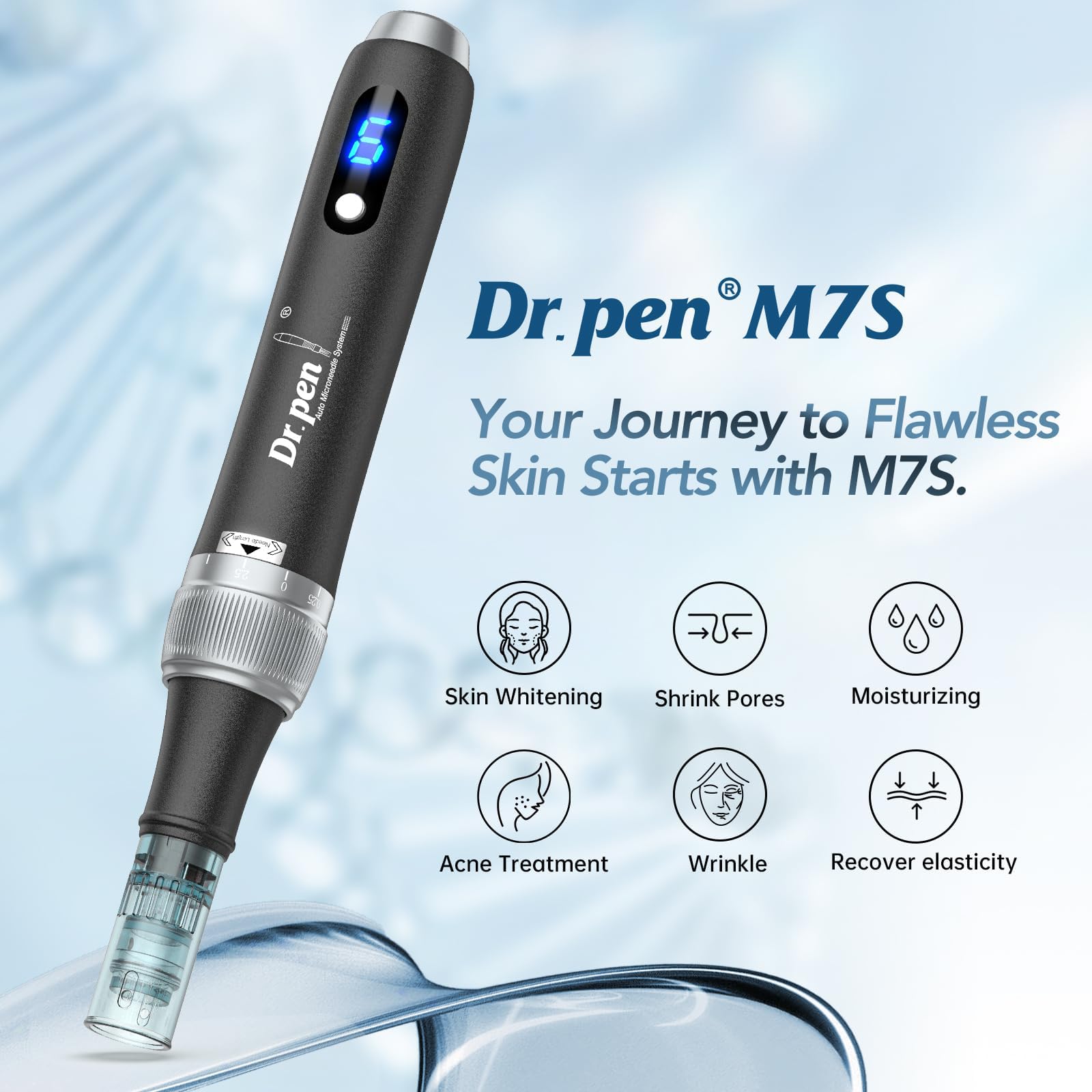 Dr. Pen Microneedling Pen – M7S Wireless & Wired Operation | Adjustable 0–2.5mm Needle Depth | 6 Speed Levels (Up to 16,000 RPM) | Includes 16-Pin, 36-Pin, 42-Pin, and Nano Cartridges | Professional Skincare Tool for Face, Body & Hair - 3