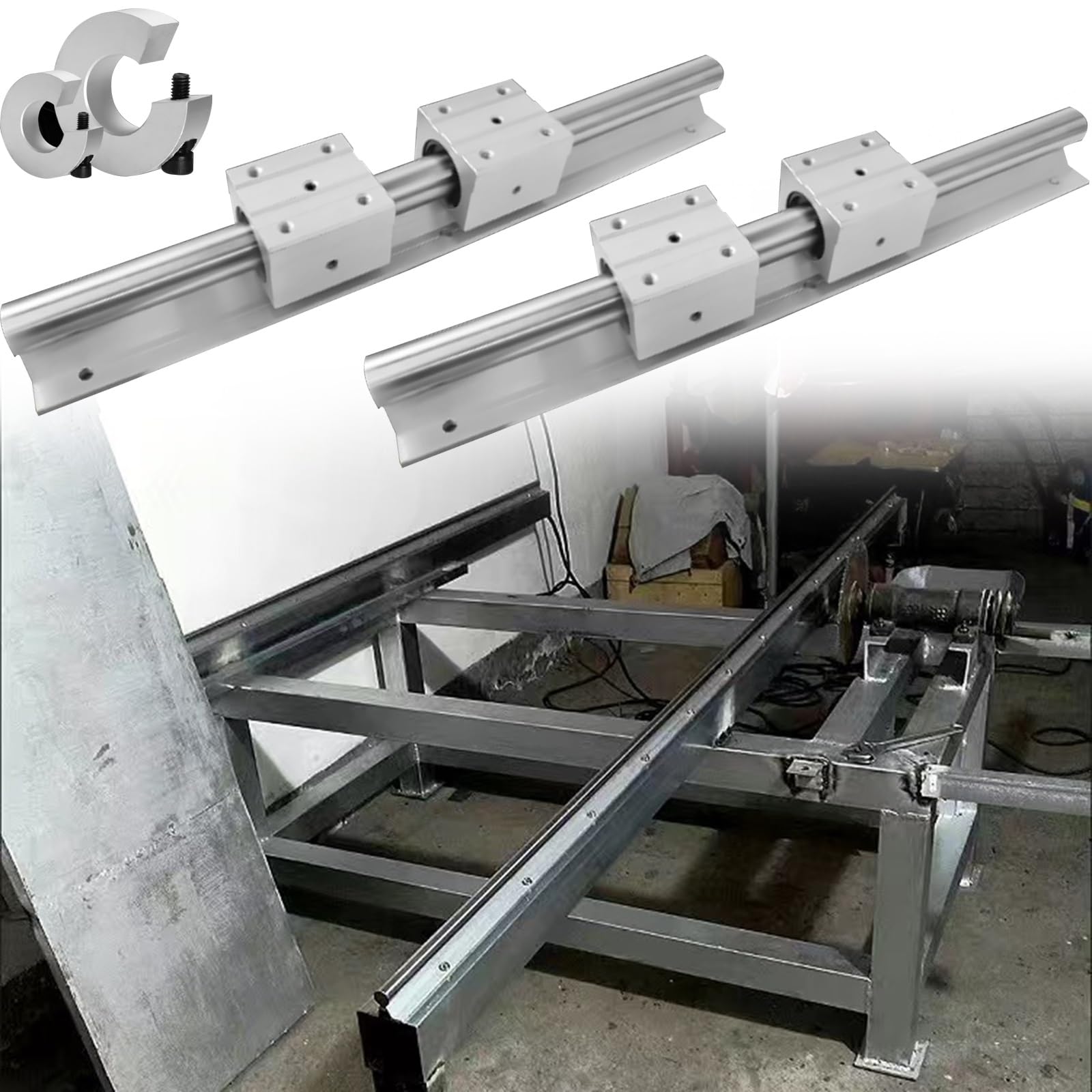Kit de riel lineal con rieles guía y rodamientos para sistemas automatizados de máquinas