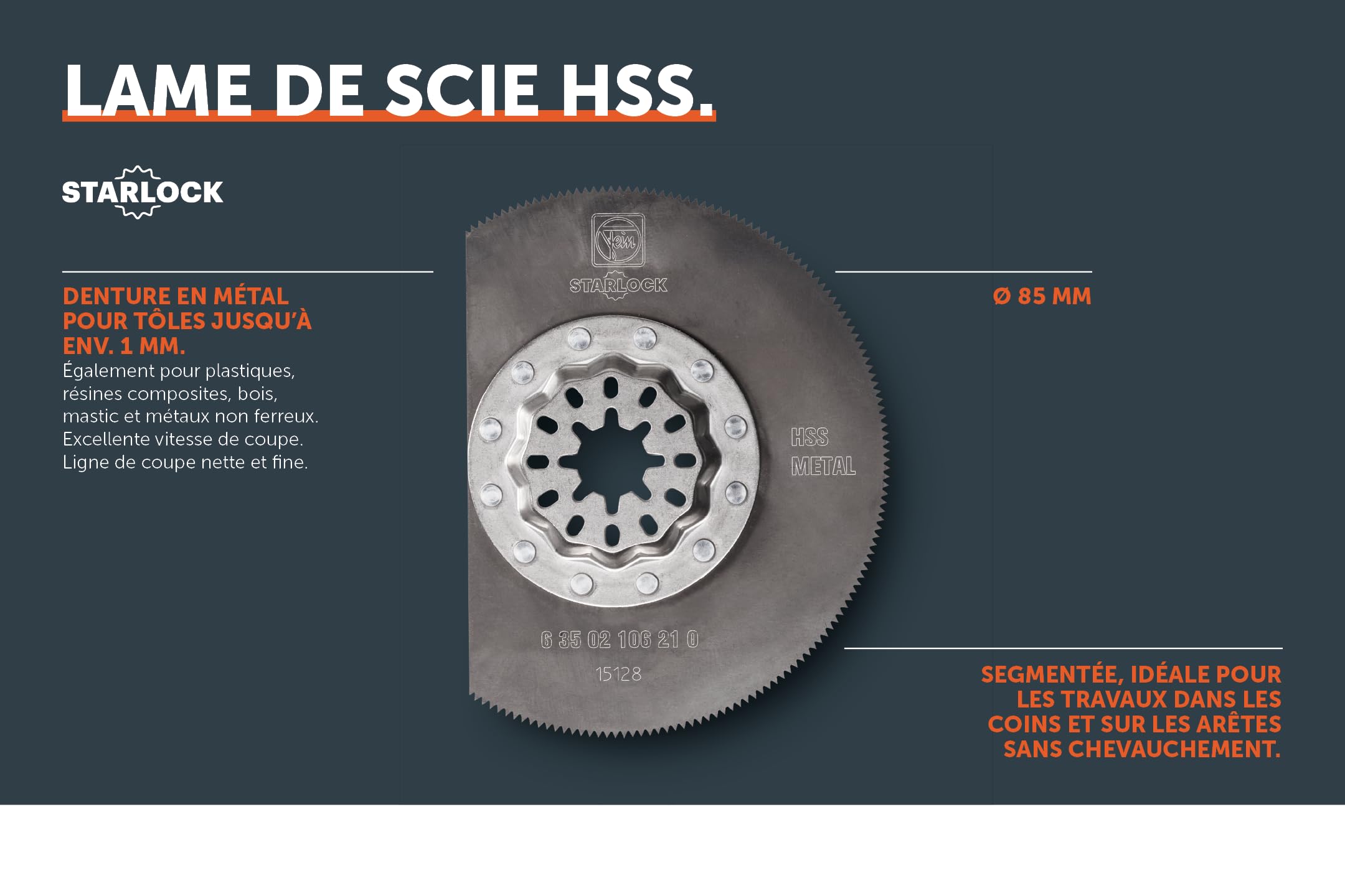 Fein Disco sierra SL HSS segm. Ø85, pack. 1 Gris