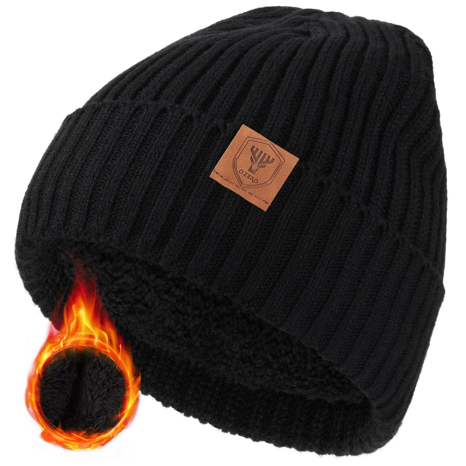 Knit Beanie Winter Hat for Young Men Women : Windproof Thermal Thick Polar Fleece Snow Skull Cap for Cold Weather AC Protection Running, Hiking, Travel, Trendy Fashion Hat for Youth - One Size