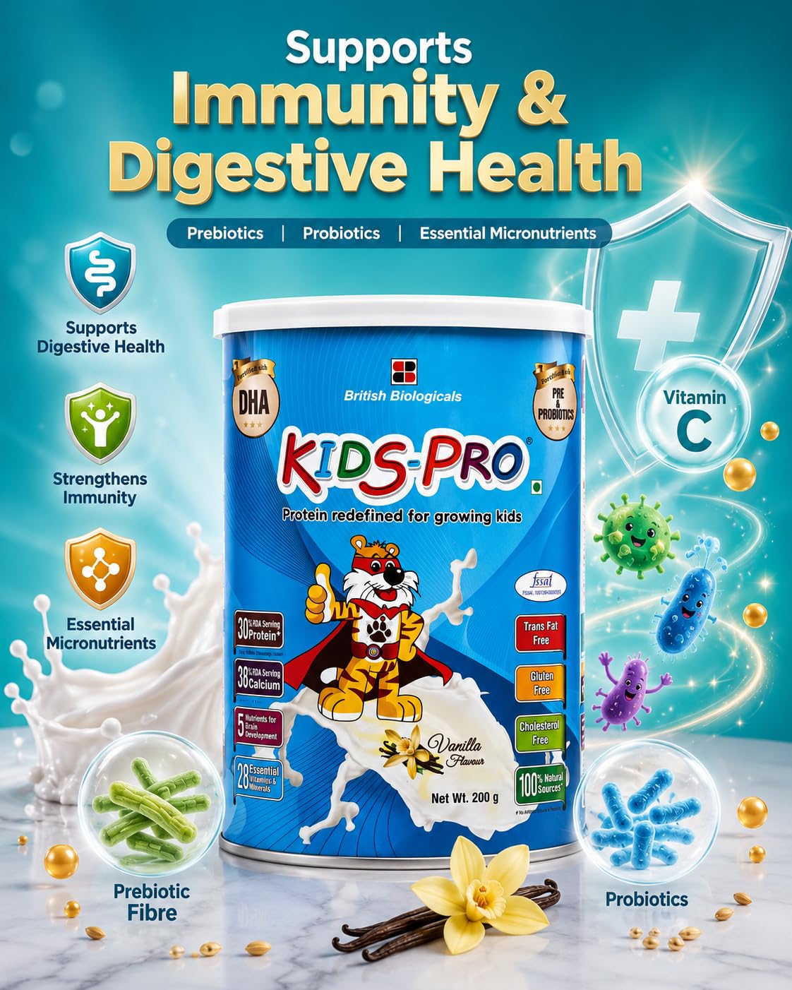 Kids-Pro Protein Powder for Growing Kids, Vanilla Flavour, 200g — Amazon image 5