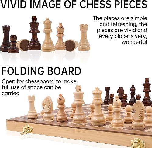 Miniatura 6 de Juego de ajedrez Staunton de 15 pulgadas con estuche de viaje, tablero de madera de torneo profesional, 2 reinas adicionales y bolsa de