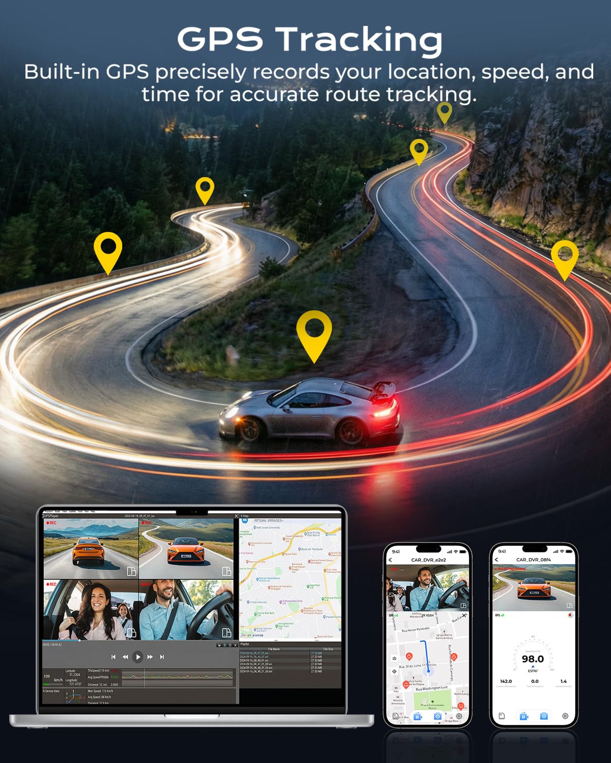 4 Channel Dash Cam, 4K Front & 3 * 1080P Rear/Left/Right, 360° Full View Dashcams for Cars, Built-in GPS & 5G WiFi APP, 24H Parking Mode, 8 IR Night Vision, G-Sensor, 128GB Card Included - 3