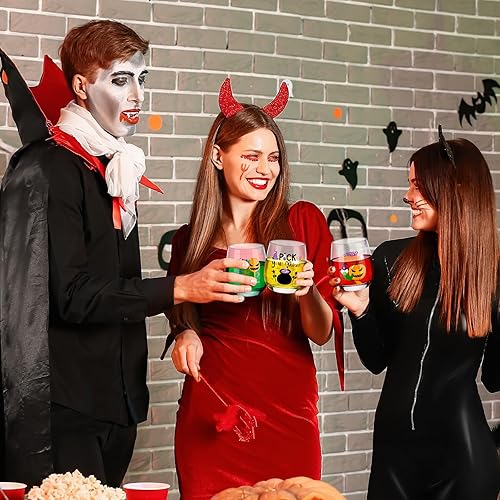 Miniatura 5 de 12 copas de vino de Halloween de 12 onzas, copas de vino de brujas, copa de vino de Halloween, sin tallo, copa de vidrio para fiesta de Halloween,