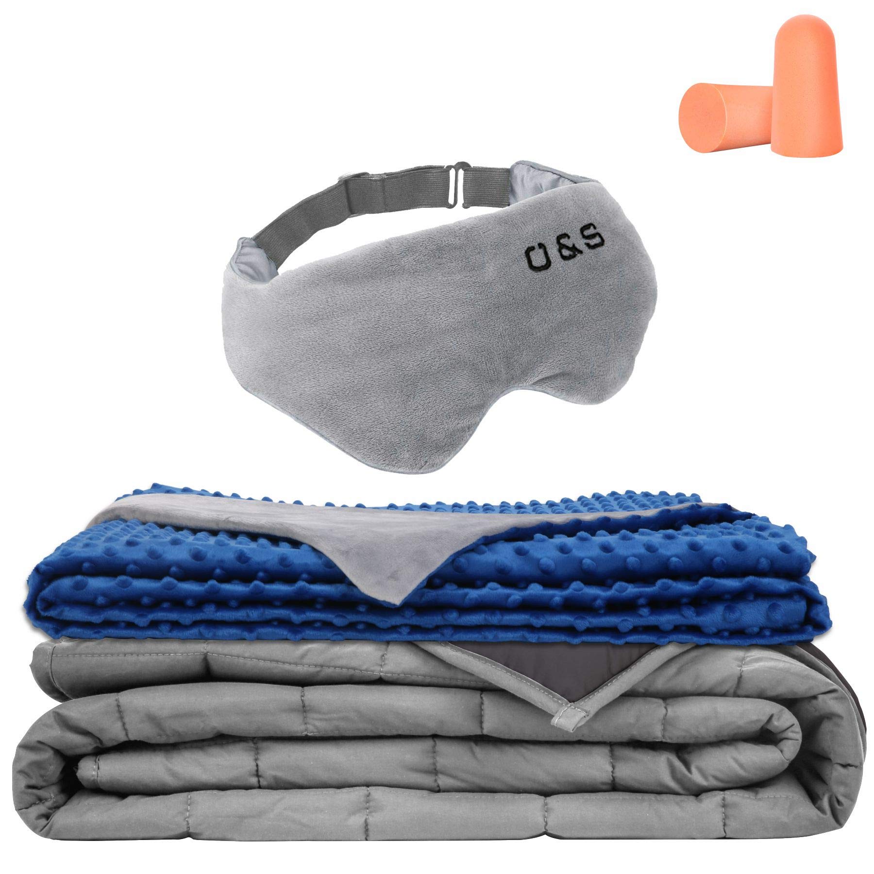 Olsen & Smith Dual Sided 20 lbs 60" x 80" Premium Weighted Blanket Comforter with Minky Duvet Cover, Weighted Eye Mask and Ear Plugs - Luxury Bundle Type a Message