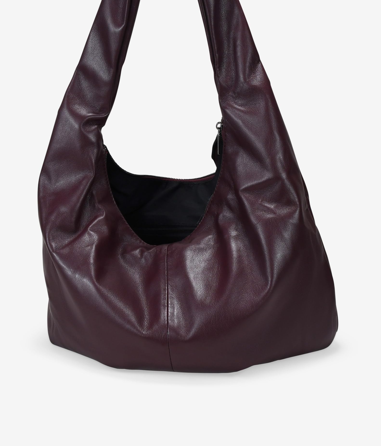 BOSANOVA Bolso Bandolera Oversize para Mujer de Gran Capacidad con Textura Blanda, Bolsillos Interiores y asa de Cruzar Gruesa. Cierre con Cremallera metálica. Burdeos U