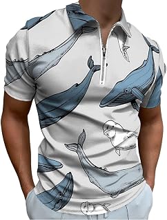 Whale Men's Golf Polo Shirt Short Sleeve Casual Collared Athletic Slim Fit Tee