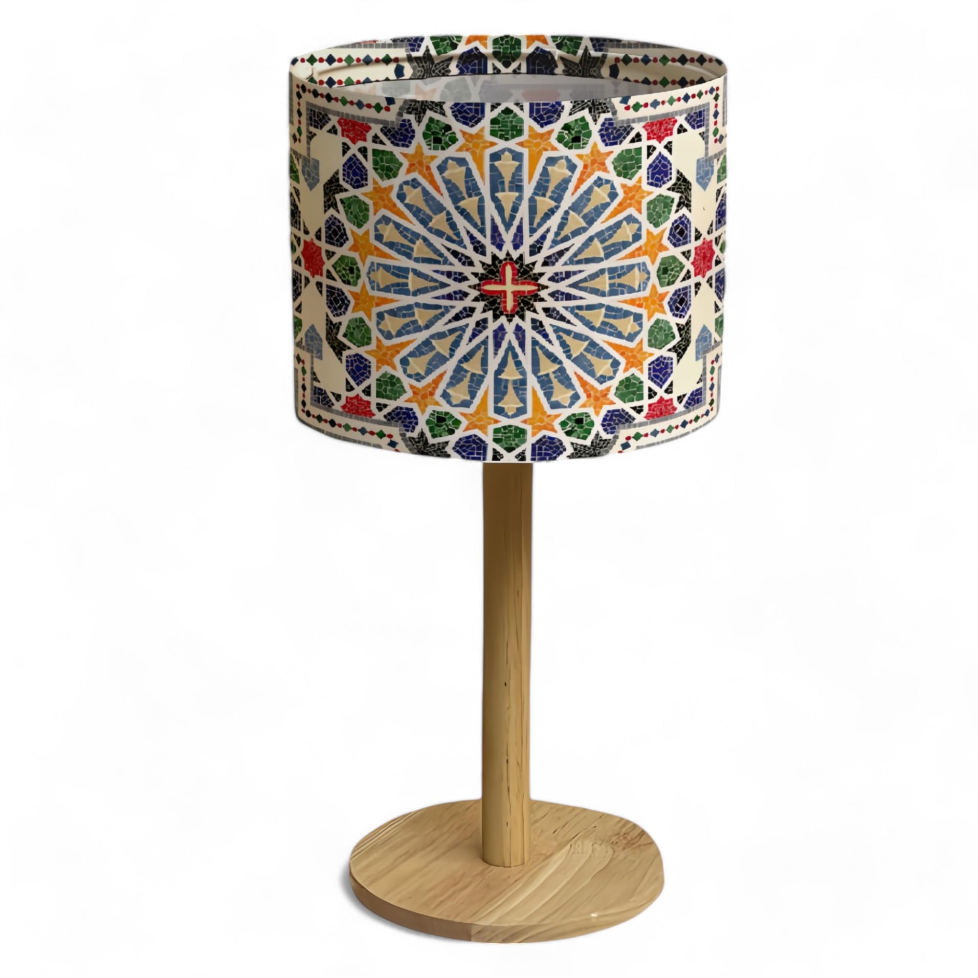 Bellaluma Lampada da Comodino con Paralume Stampato | Lampada Decorativa da Tavolo in Legno per Camera da Letto, Soggiorno o Ingresso | Confezione Regalo Premium + Lampadina LED Inclusa