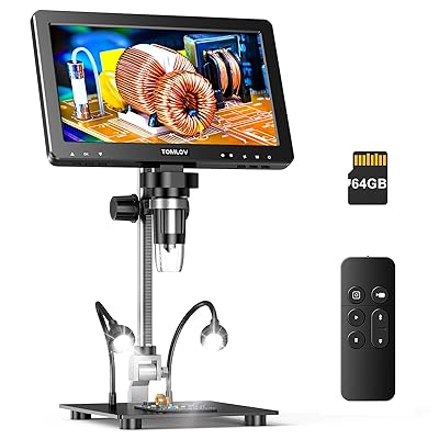 TOMLOV DM9 Max Digital Microscope: 20MP 10.1" 1500X HD IPS HDMI Coin Microscope Magnifier for Error Coins with Screen, LCD Soldering Microscopes for Adults, 10 LED Lights, PC/TV Compatible, 64GB