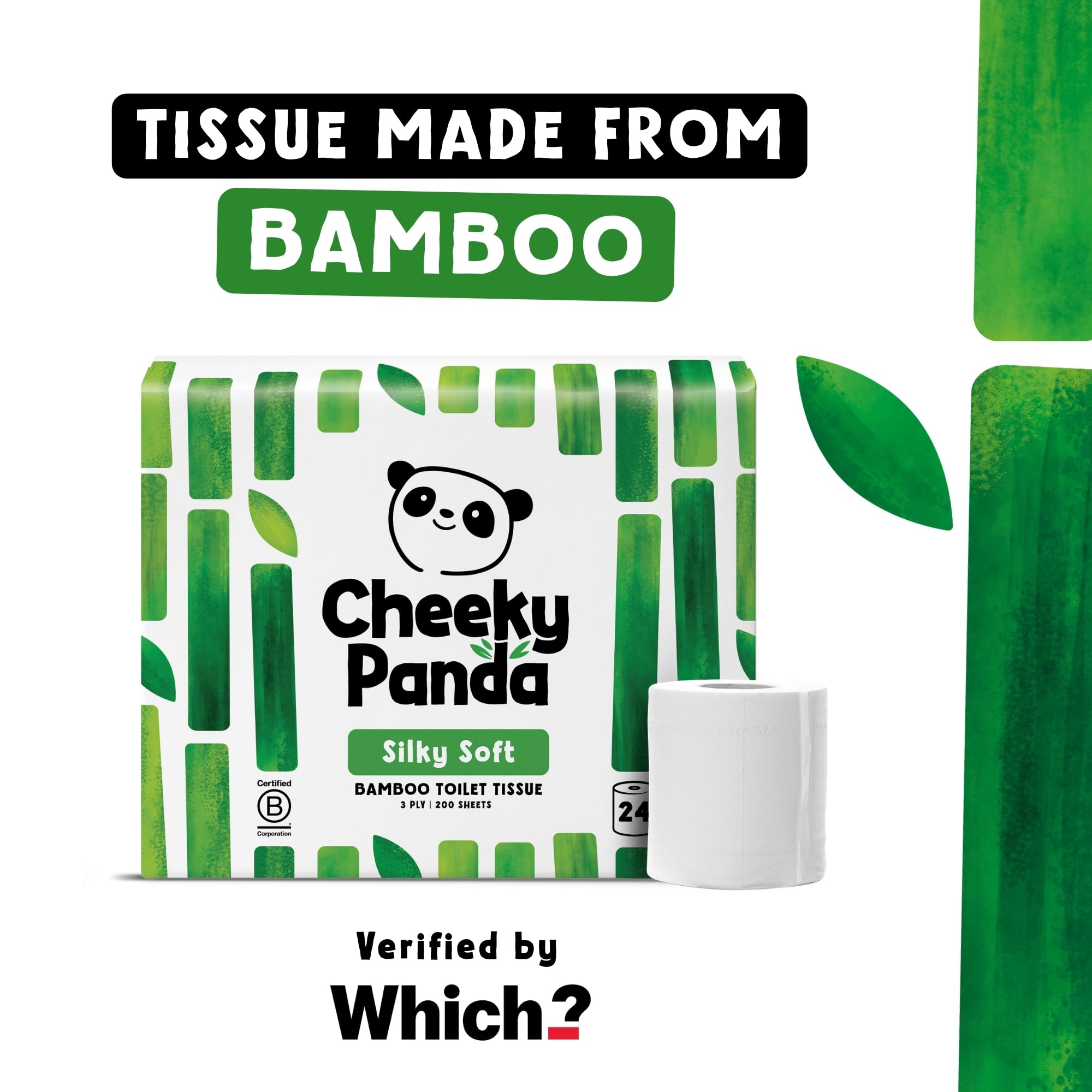The Cheeky Panda Bamboo Toilet Rolls Bulk Buy – 24 Rolls of 3 Ply Toilet Paper | Plastic Free Packaging and Sustainable Tissue Paper | White — view 7