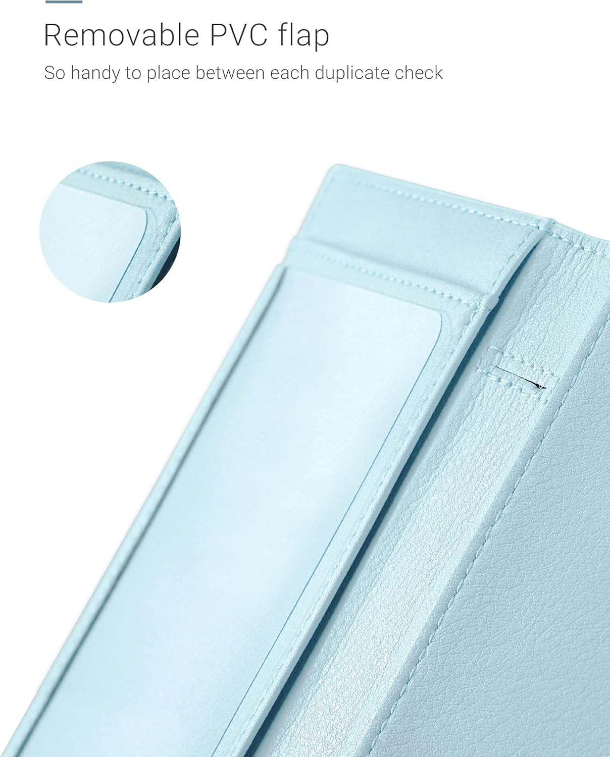 Zreal Checkbook Cover for Men & Women(2021 New Version), Premium Vegan Leather Checkbook Holder Slim Wallets for Duplicate Checks with RFID Blocking (Pale Blue)
