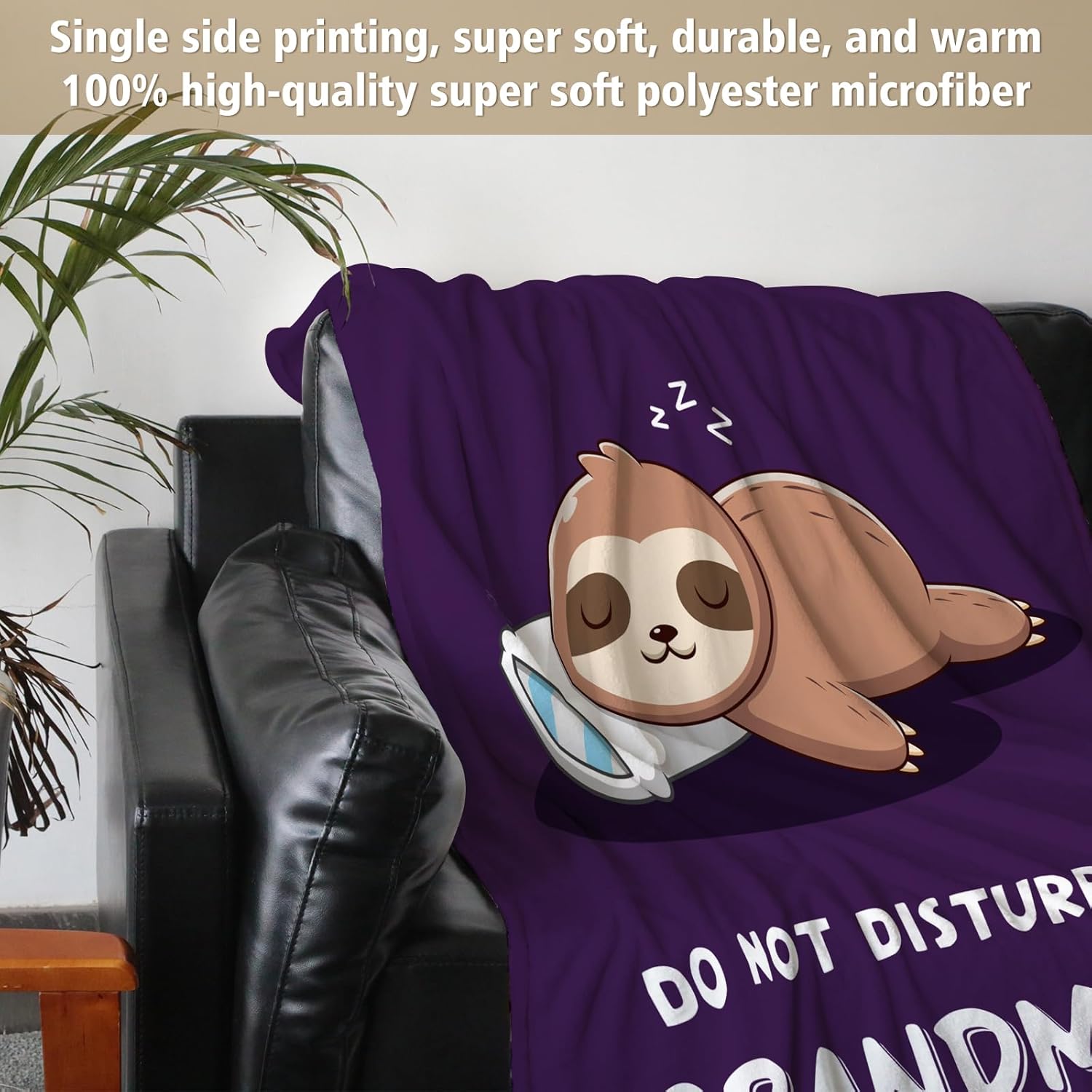 Funny Gifts for Grandma, Grandmas Birthday Gift from Grandkids, Grandma is Charging Sloth Blanket 60" x 80", Grandmas Gifts for Christmas Mothers Day, Super Soft Blanket for Grandmother
