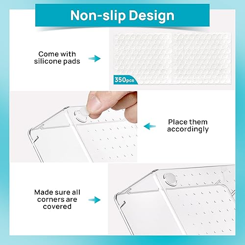 Miniatura 7 de Vtopmart Juego de 72 organizadores de cajones de plástico transparente, 4 tamaños versátiles bandejas organizadoras de cajones de baño y tocador,