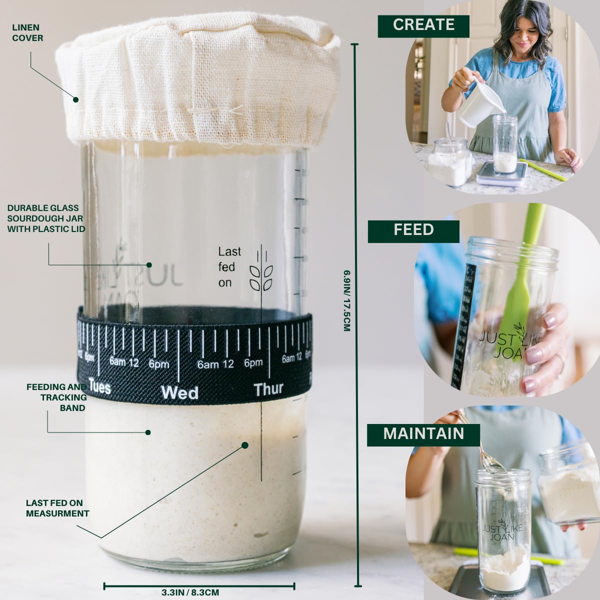 Starter kit per lievitazione naturale, accessori per la cottura del pane a lievitazione naturale, include 2 cestini per lievitazione del pane e kit per principianti da 680,4 g (ovale 25,4 cm e