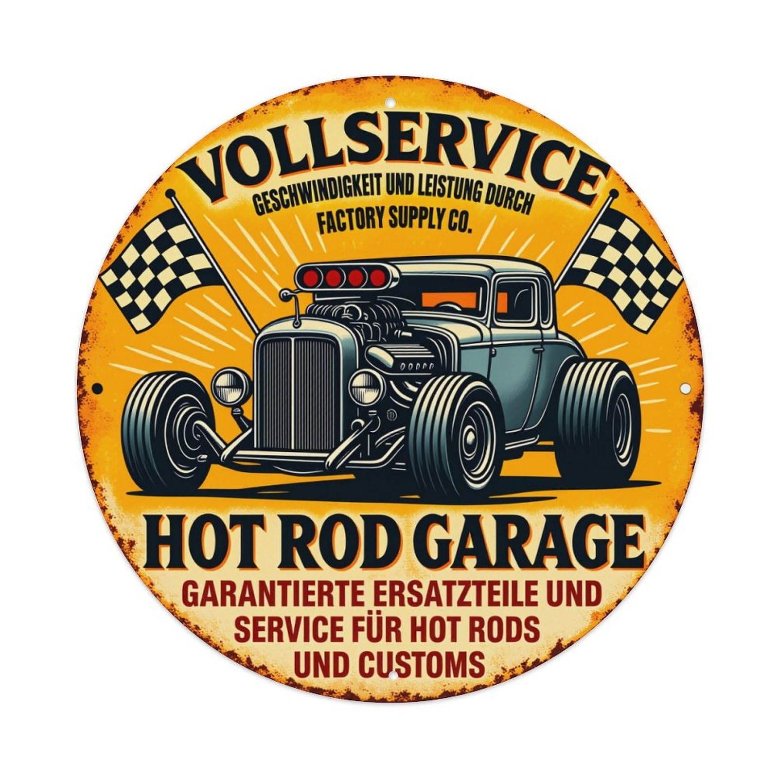Hot Rod Garage Sign Metal Tin Sign Vintage Garden Bedroom Cafe Bar Man Cave Home Wall Decor Metal Poster 8x8 inches