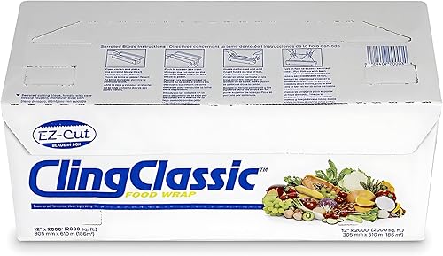 Miniatura 5 de Cling - Rollo de película elástica de plástico clásico de 12 pulgadas x 2000 pies, cortador de cuchillas transparente ZipSafe, dispensador fácil de