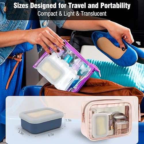 Miniatura 3 de Funda compacta para jabón de viaje a prueba de fugas, contenedor de jabón de viaje de silicona, caja de jabón portátil con capa de drenaje, soporte