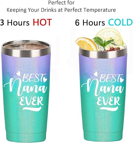 Miniatura 5 de RNFENQS Best Nana Ever Gifts - Vaso de 20 onzas con tapa y pajita, vaso de café Nana, taza de café para el día de la madre, Navidad, taza de café de