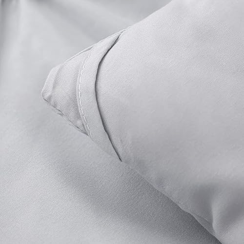 Miniatura 7 de SLEEPBELLA Juego de edredón de 3 piezas con diseño floral fruncido, color gris, tamaño Queen, de microfibra suave, relleno interior, alternativo,